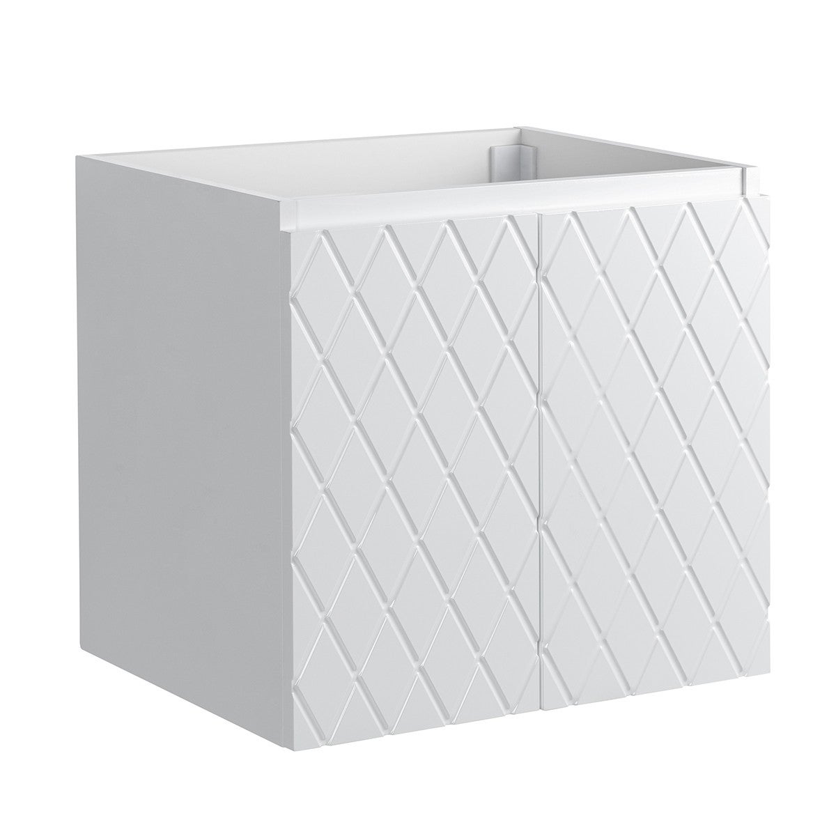 Pack meuble motif losange 60 blanc 2 portes-Vasque céramique-Robinet ...