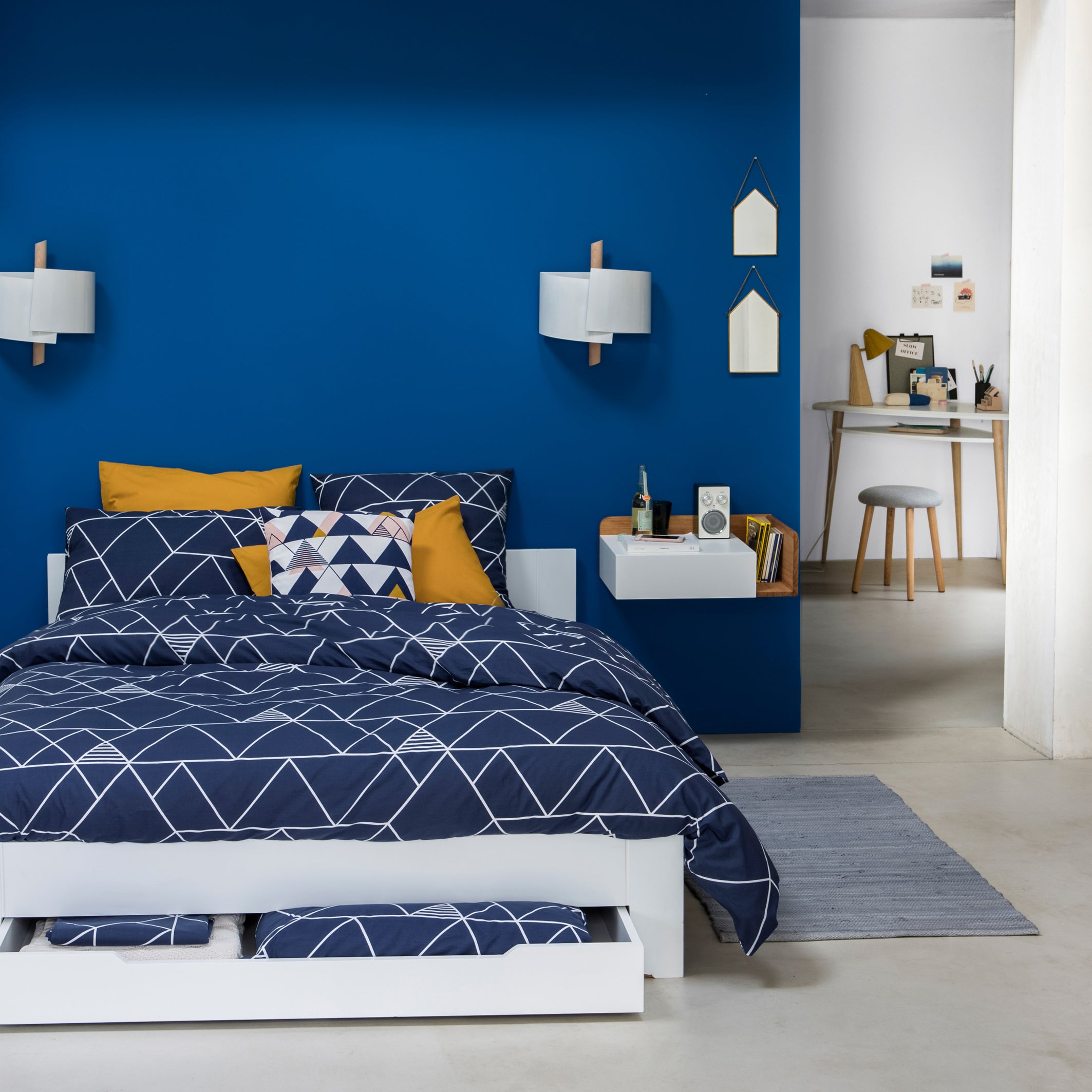 Housse de couette coton, Odin - Bleu/blanc - 200 x 200 cm - 2