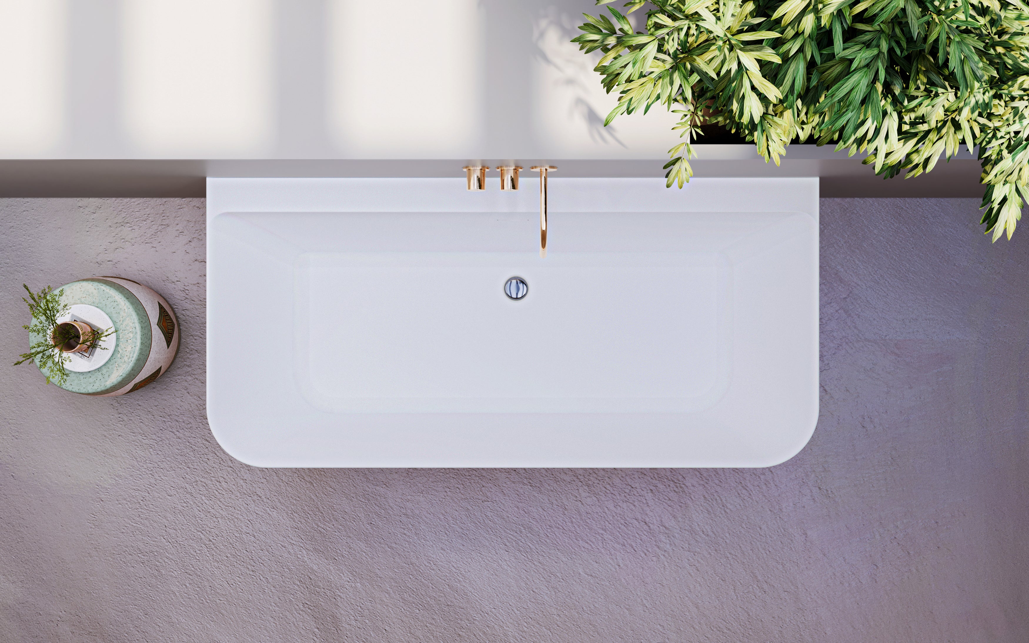 METROPOLE, Bañera semi-exenta SERENO blanco - 170x80cm - 3