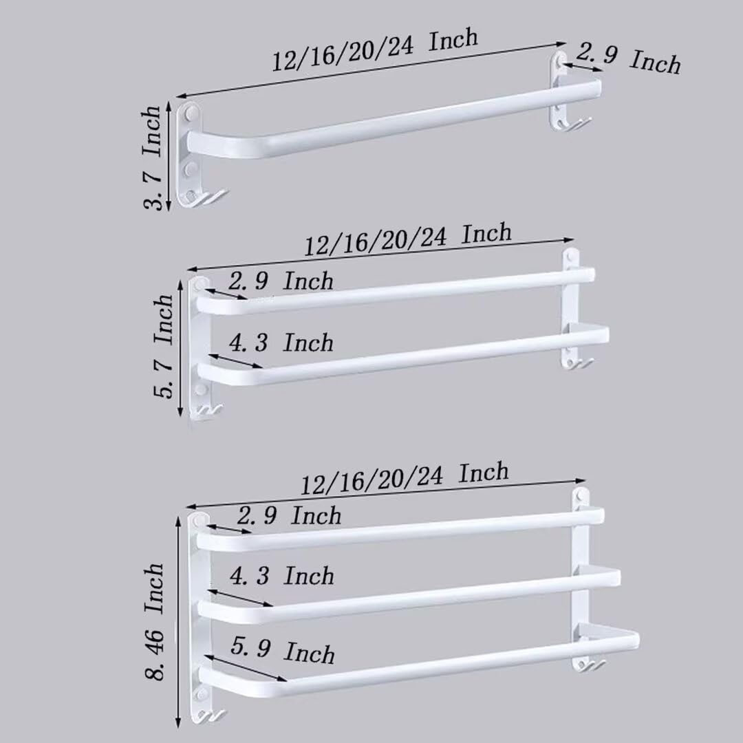 Wieszak na ręczniki łazienkowe, wieszak ścienny na ręczniki, wieszak na ręczniki z nóżkami, akcesoria łazienkowe, nie wymaga wiercenia (biały, 30 cm) - 6