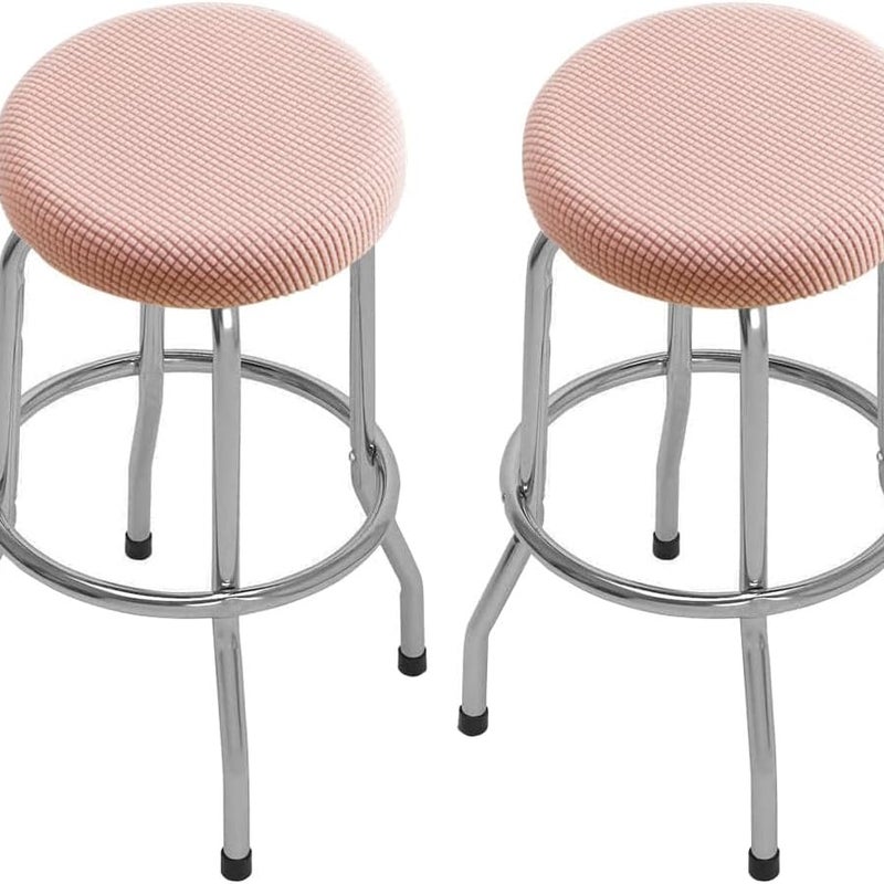 Pokrowiec na okrągły stołek, 2 sztuki (różowy), okrągły pokrowiec na stołek barowy, nadający się do prania, łatwy w pielęgnacji, miękki i trwały, na s