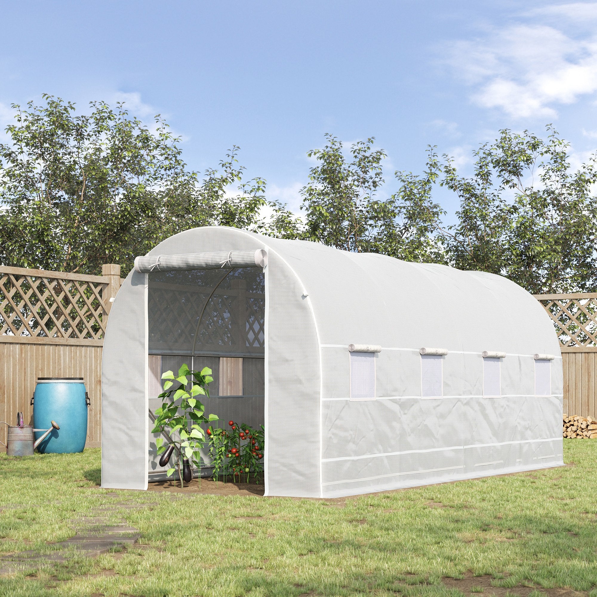 Serra Da Giardino Outsunny 4x2m - Tunnel Con 6 Finestre E Porta Per Orto