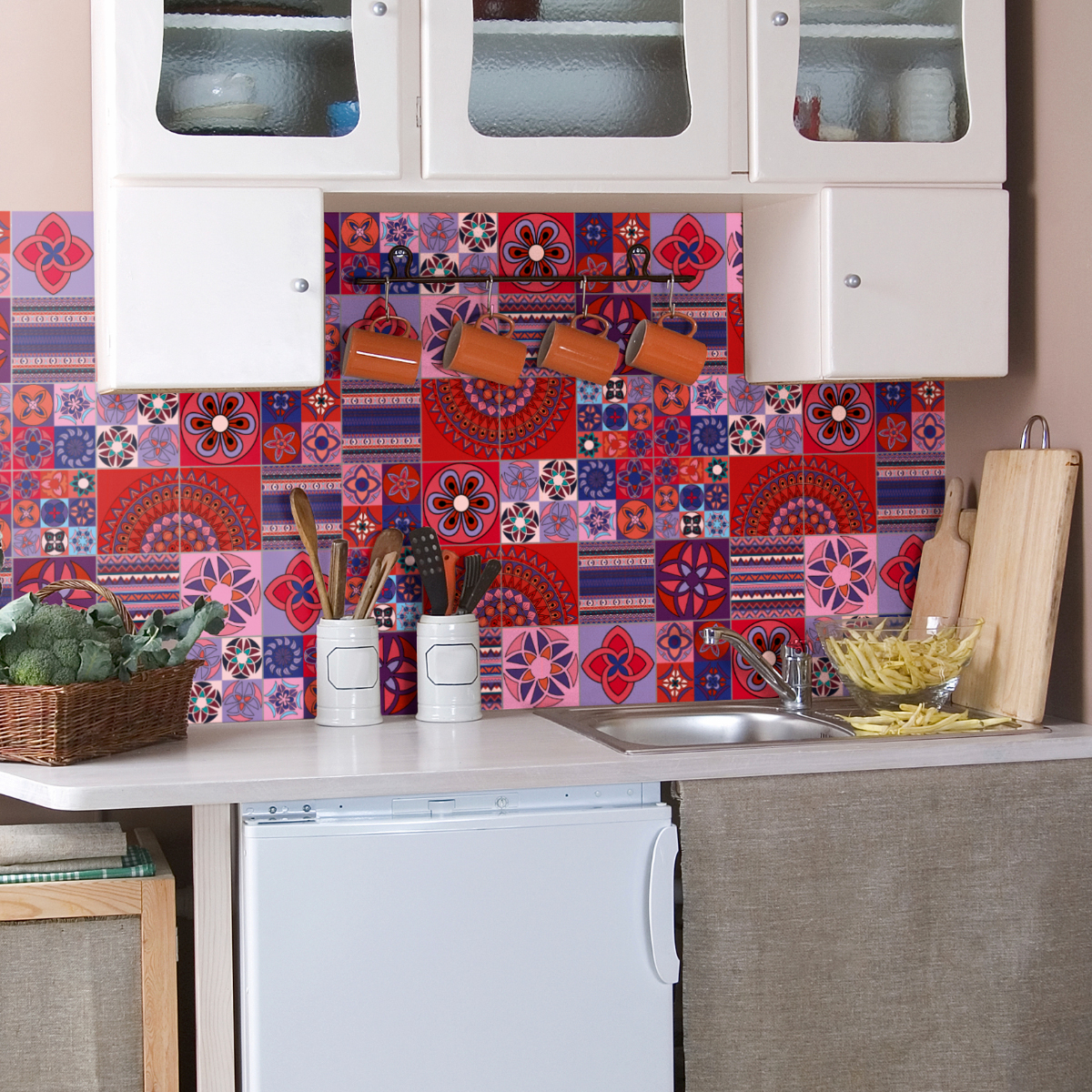 12 vinilo baldosas azulejos taj mahal - adhesivo de pared - revestimiento sticker mural decorativo - 12stickers15x15cm