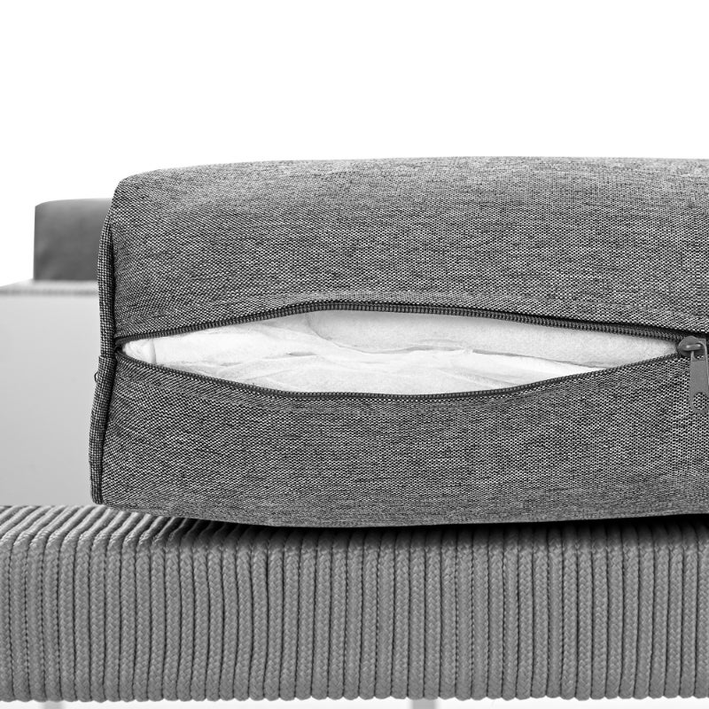 Juego de comedor de exterior para 6 personas, mesa con cristal templado, sillas de cuerda con cojín extraíble y lavable - 5