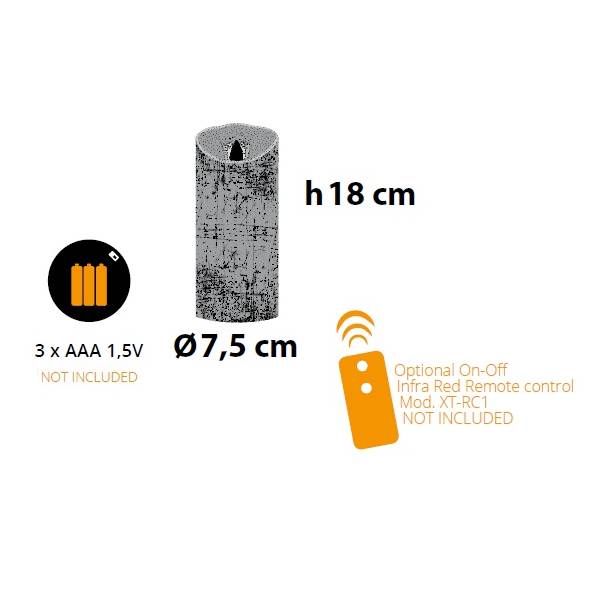 Bougie LED à piles en cire naturelle Blanche Flamme en mouvement H18cm Timer Blanc chaud Lotti - 2