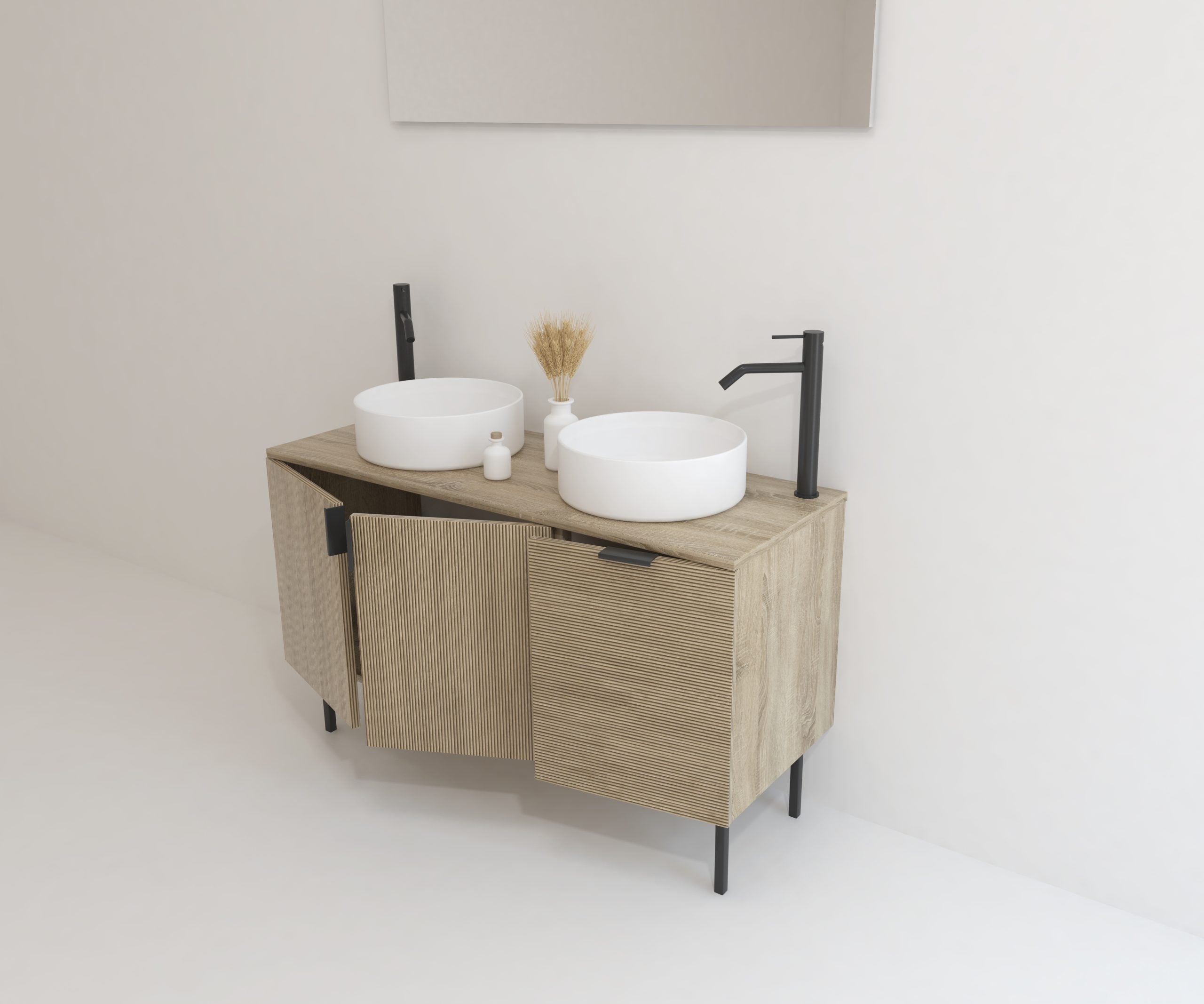 Pack Meuble Salle de Bain Mapau avec Double Vasque et Miroir LED AUDRAN Chêne Bardolino 120 cm - 5