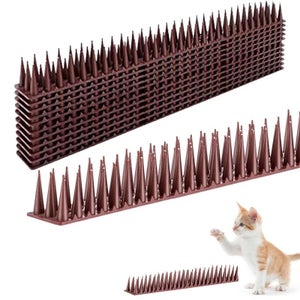 Dissuasori Per Uccelli RAINPOP 24 Pezzi (8 Metri) Con Punte Alte 3,7 Cm - Anti Piccioni, Scoiattoli E Gatti Per Recinzioni E Davanzali (Marrone)