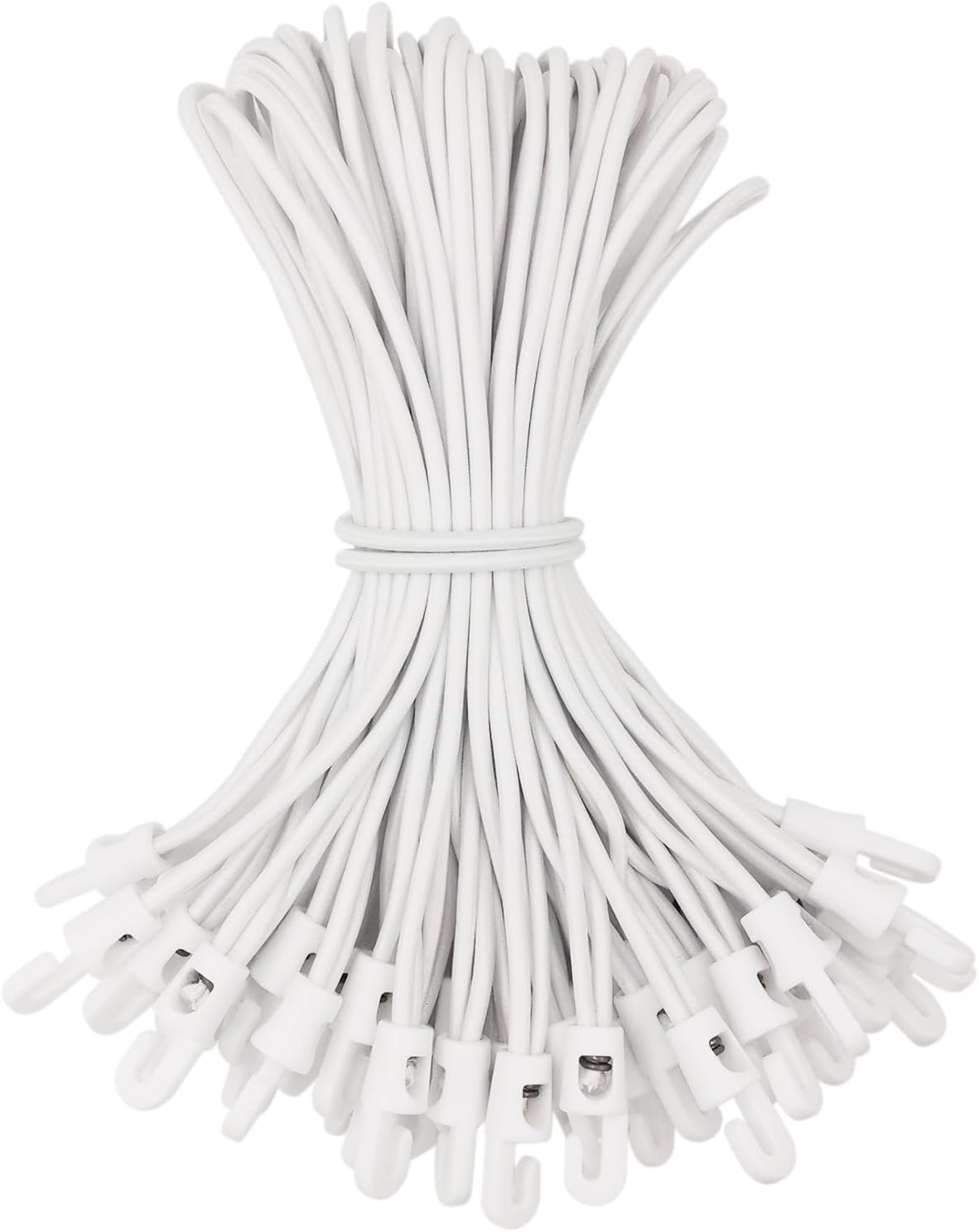 Małe gumki z haczykami do plandek, kempingów, namiotów, 50 szt., 26 cm (białe)