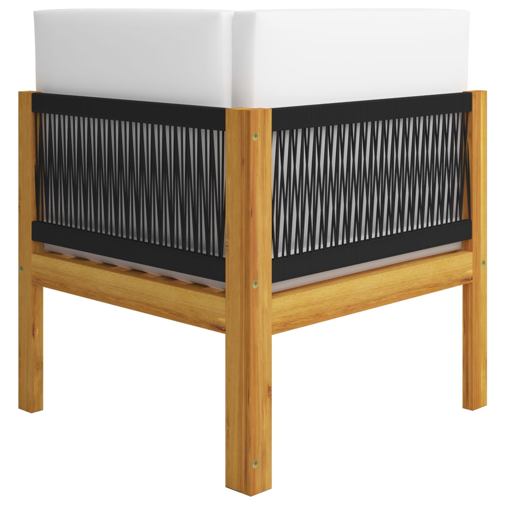 Salon de jardin 10 pcs avec coussins Crème Bois d'acacia solide - 5