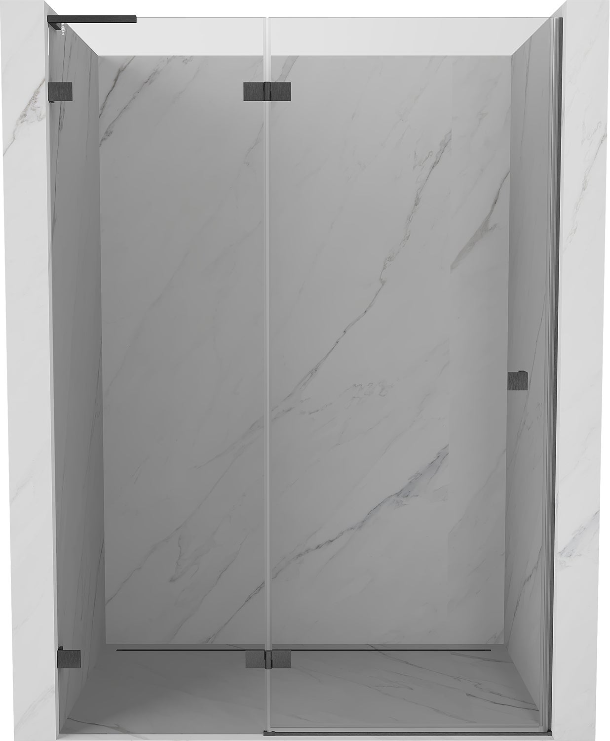 Mexen Lunar L drzwi prysznicowe uchylne lewe 130 cm, transparent, gun gray szczotkowany - 834L-130-000-66-00-L