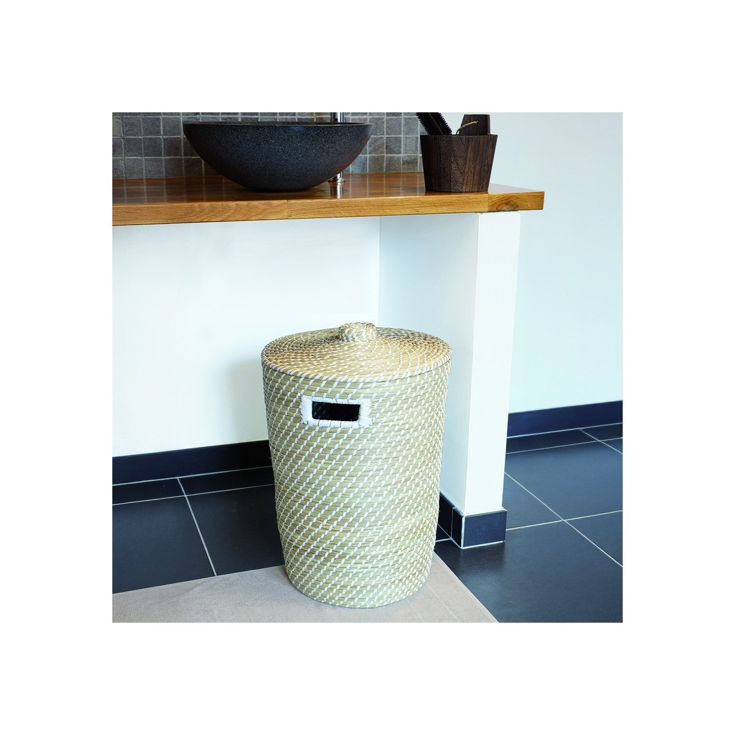 Phuket cesto portabiancheria in fibra vegetale, naturale, 40 x 52 x 40 cm - 4