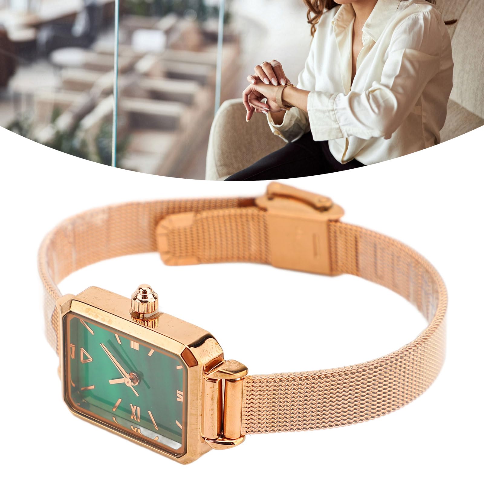 Montre LIP Femme Classique - Boîtier Rectangulaire Argenté - Bracelet Cuir Blanc - Occasion