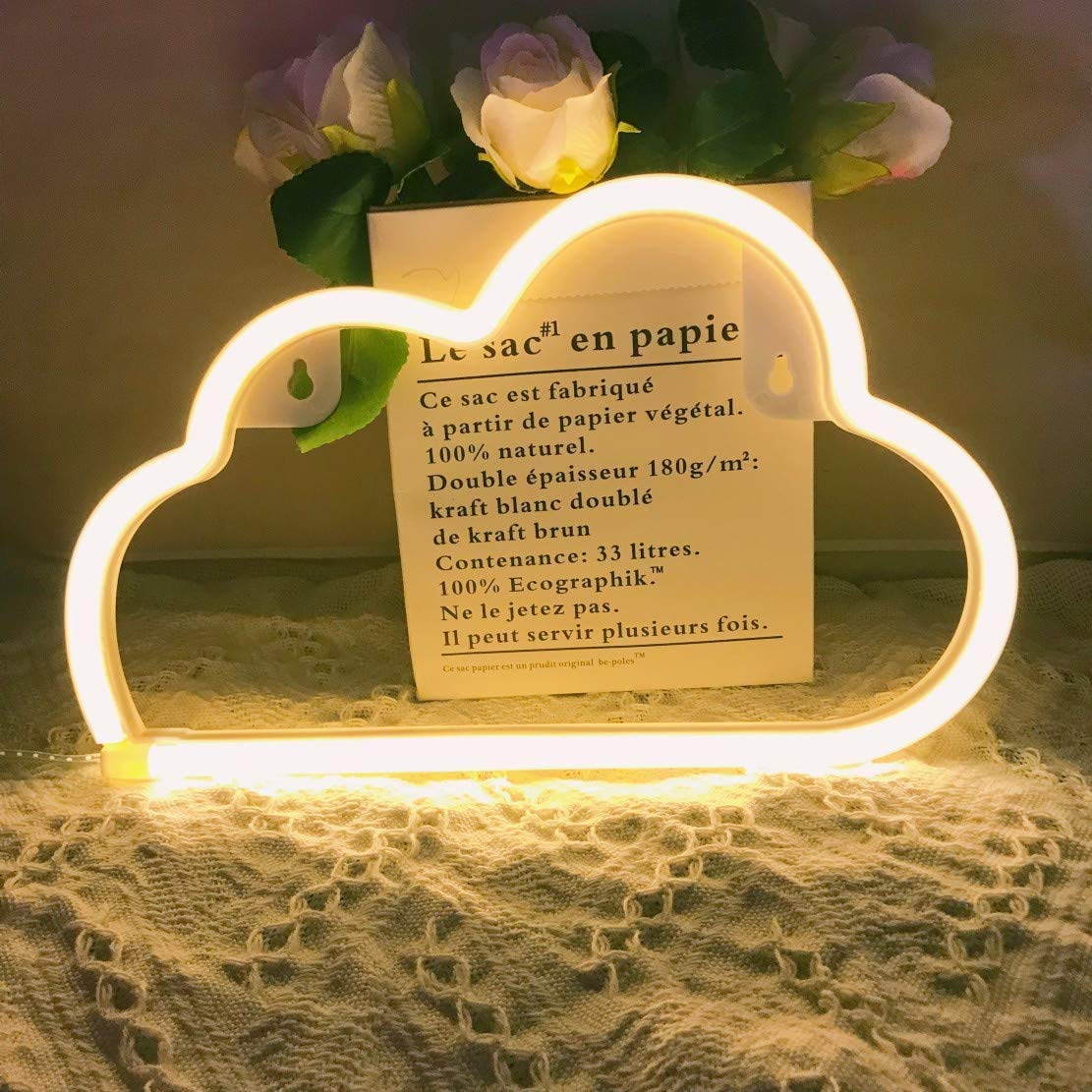Panele neonowe LED w kształcie chmury, romantyczne artystyczne oświetlenie dekoracyjne na imprezy, wesela, dekoracje świąteczne, ciepłe światło