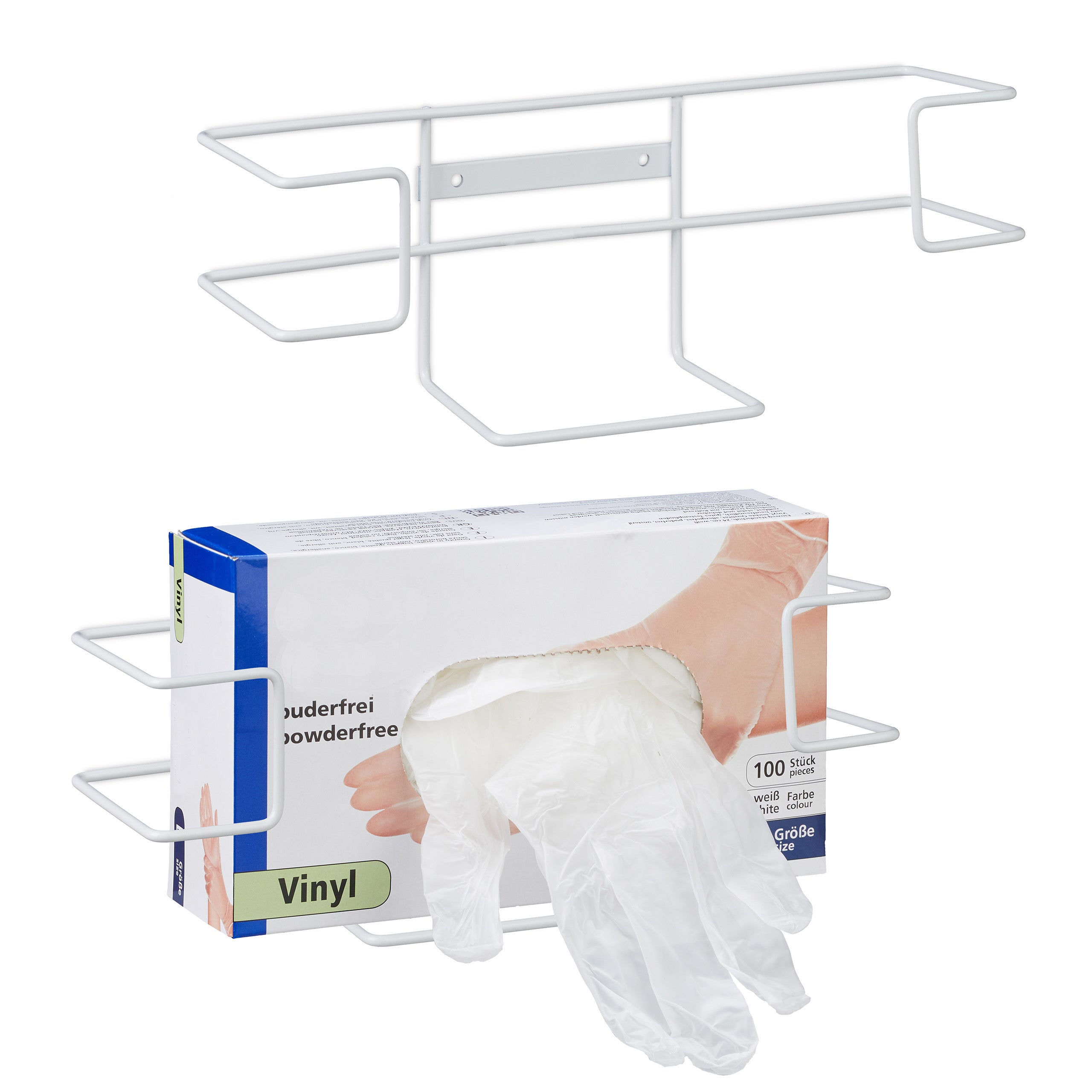 Distributeur De Gants Mural Lot De 2 - Support Pour Boîtes Jetables Blanc - Hygiène Cuisine Ou Médical