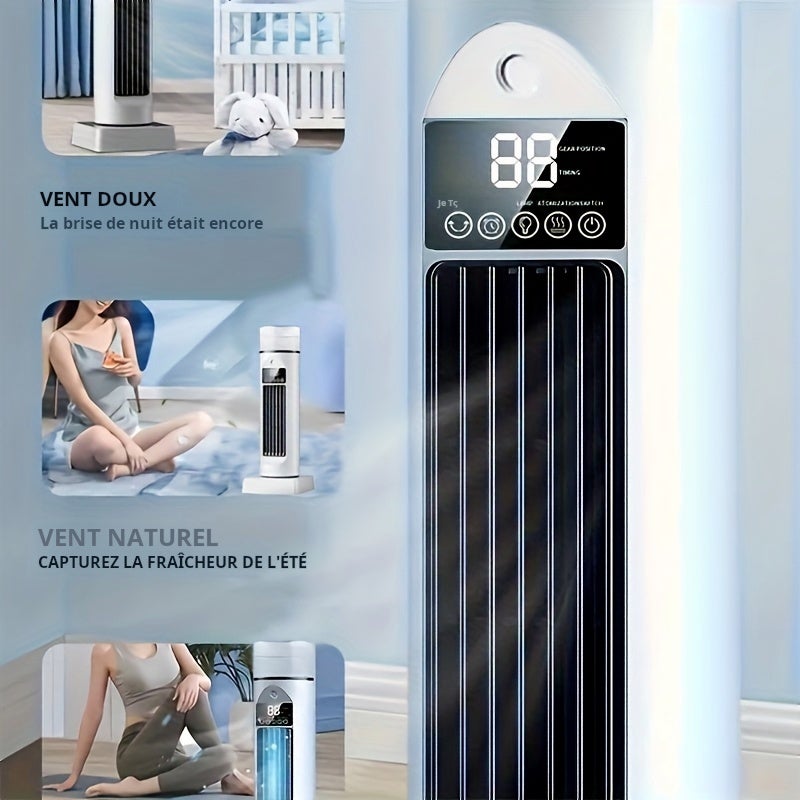 Ventilateur tour USB silencieux, grand angle d'inclinaison de 120°, humidification pour chambre, bureau, maison - 3