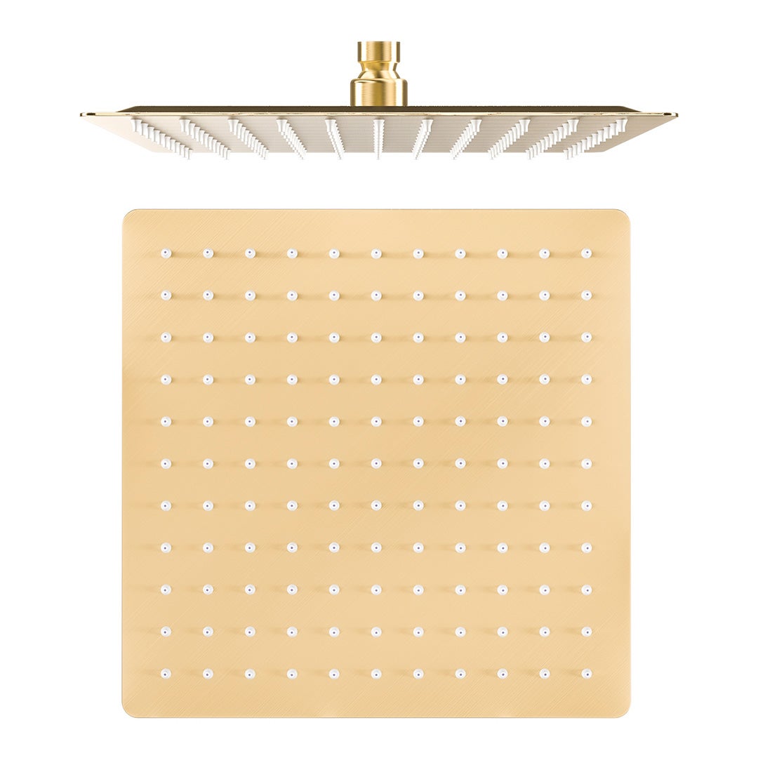 Valaz Mitigeur de douche carré encastré or brossé - Série Miño - 30 cm - 6