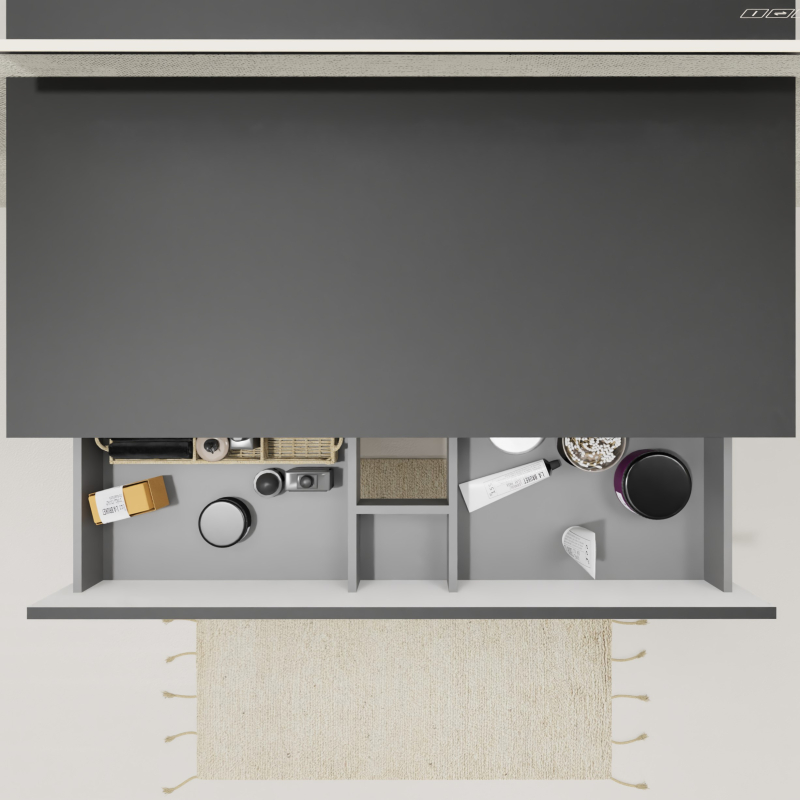 Meuble salle de bain 100 cm pour vasque à poser - Noir mat - A suspendre - Karaib 2 - 2