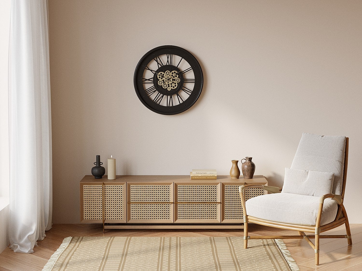 Zegar ścienny industrialny z metalu i szkła - śr. 60 cm - Antracytowy - ASTORIA