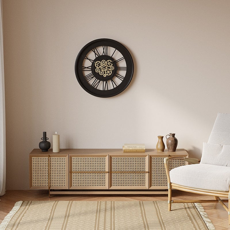 Zdjęcia - Zegar ścienny Vente-Unique industrialny z metalu i szkła - śr. 60 cm - Antracytowy - ASTORIA
