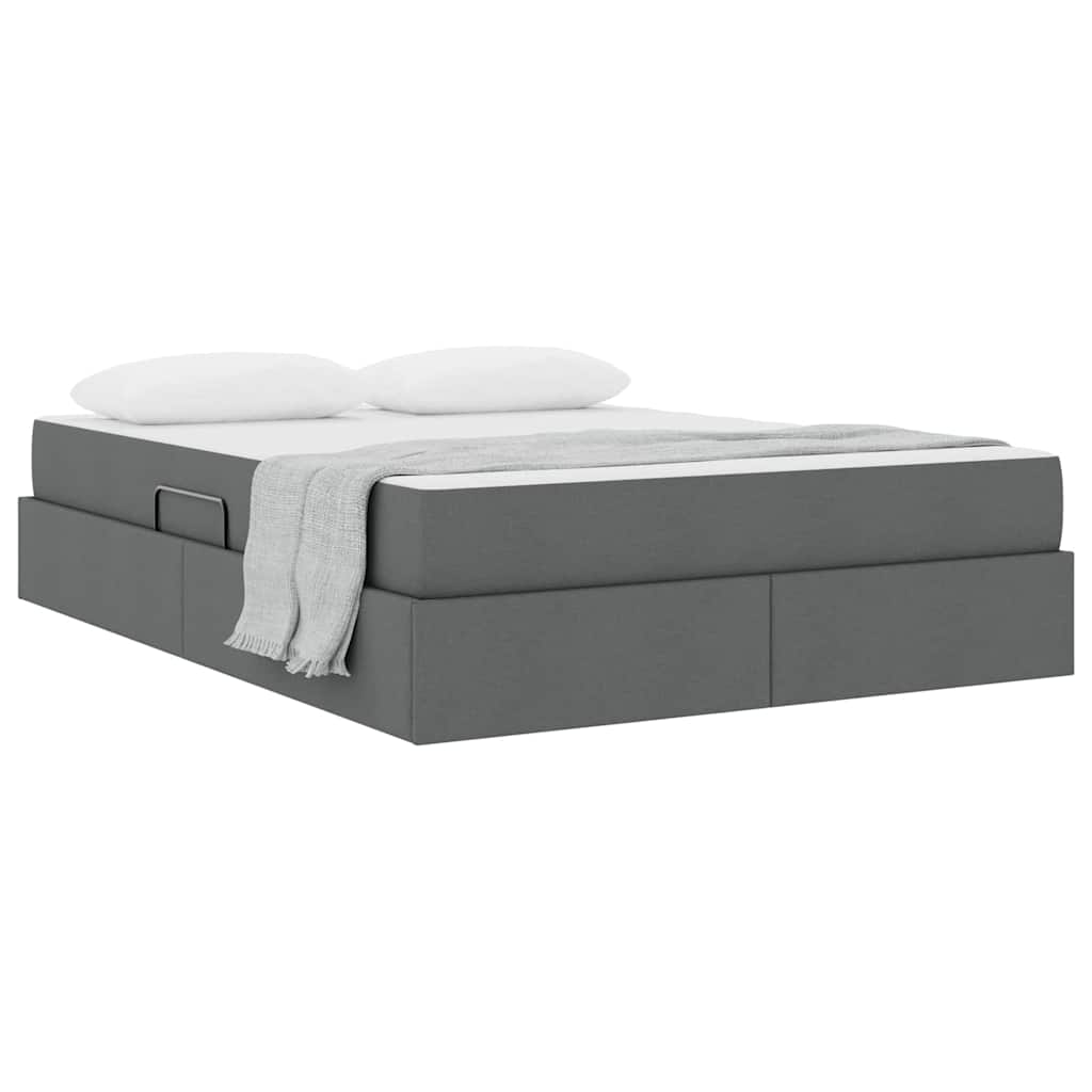Lit avec rangement et matelas en polyester gris foncé, pour la chambre, 140 × 190 cm - 3