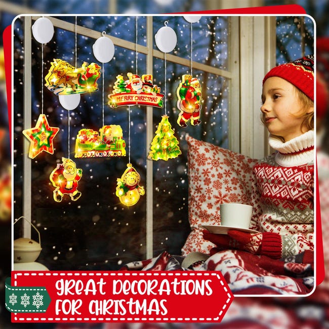piezas de decoraciones de luces navideñas para ventanas, luces