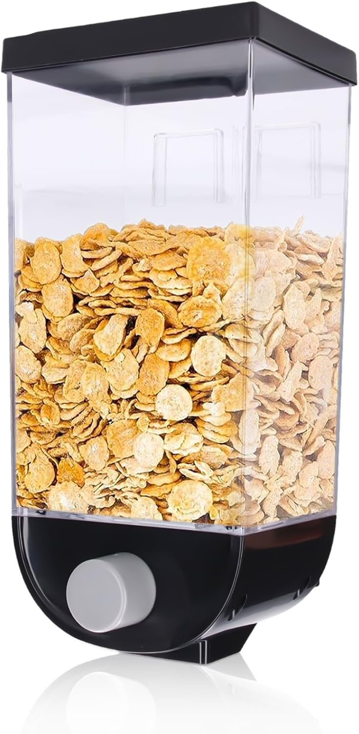 Dozownik do suchej karmy, 1/1.5L Dozownik do proszku do prania Dozownik do płatków śniadaniowych Dozownik ścienny do ryżu Dozownik do ziaren Con