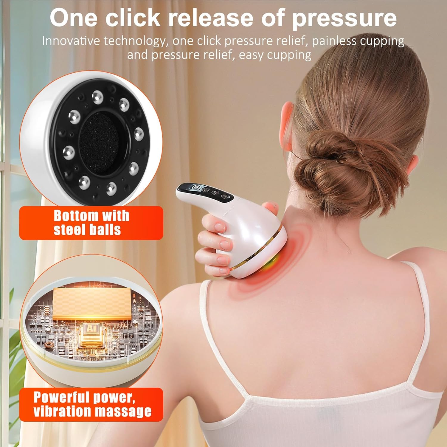Massageador anticelulite, aparelho de massagem elétrico com ventosas, com 6 cabeças de sucção, infravermelho e calor, 9 níveis e 2 modos, para massa - 6
