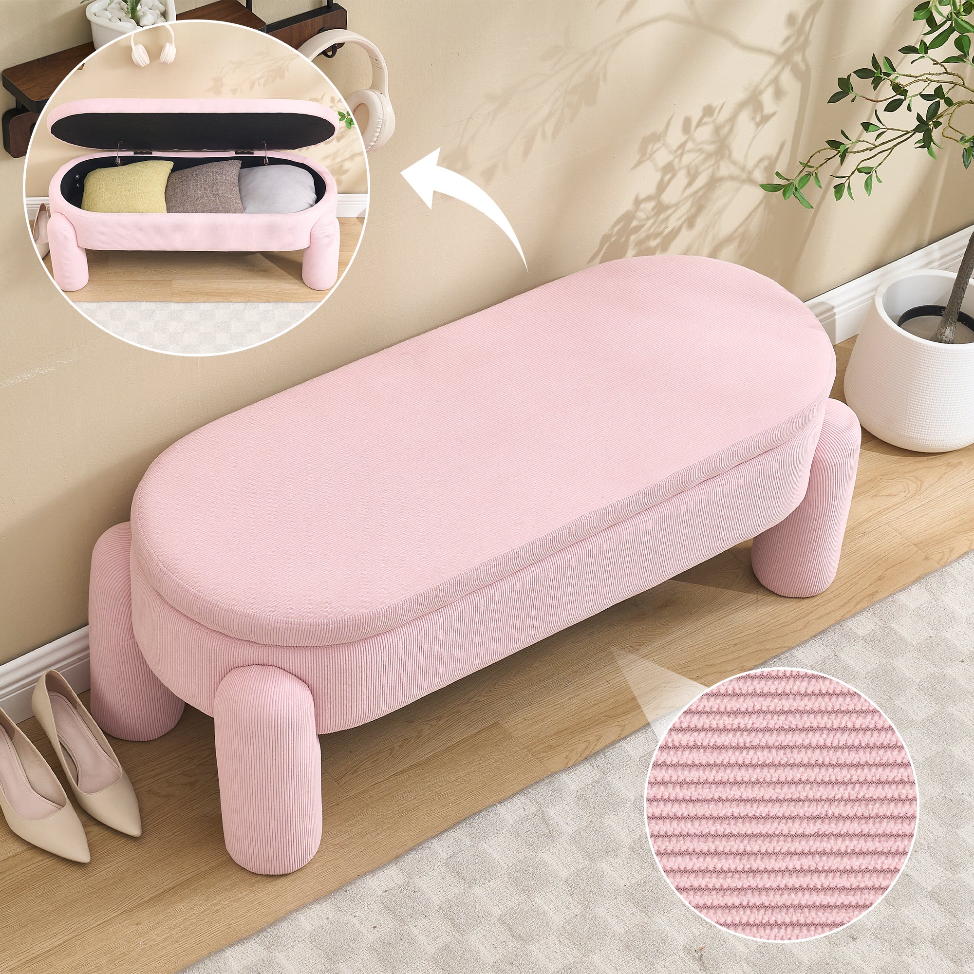 Banquette de rangement 112x43x43cm design moderne confortable velours ...