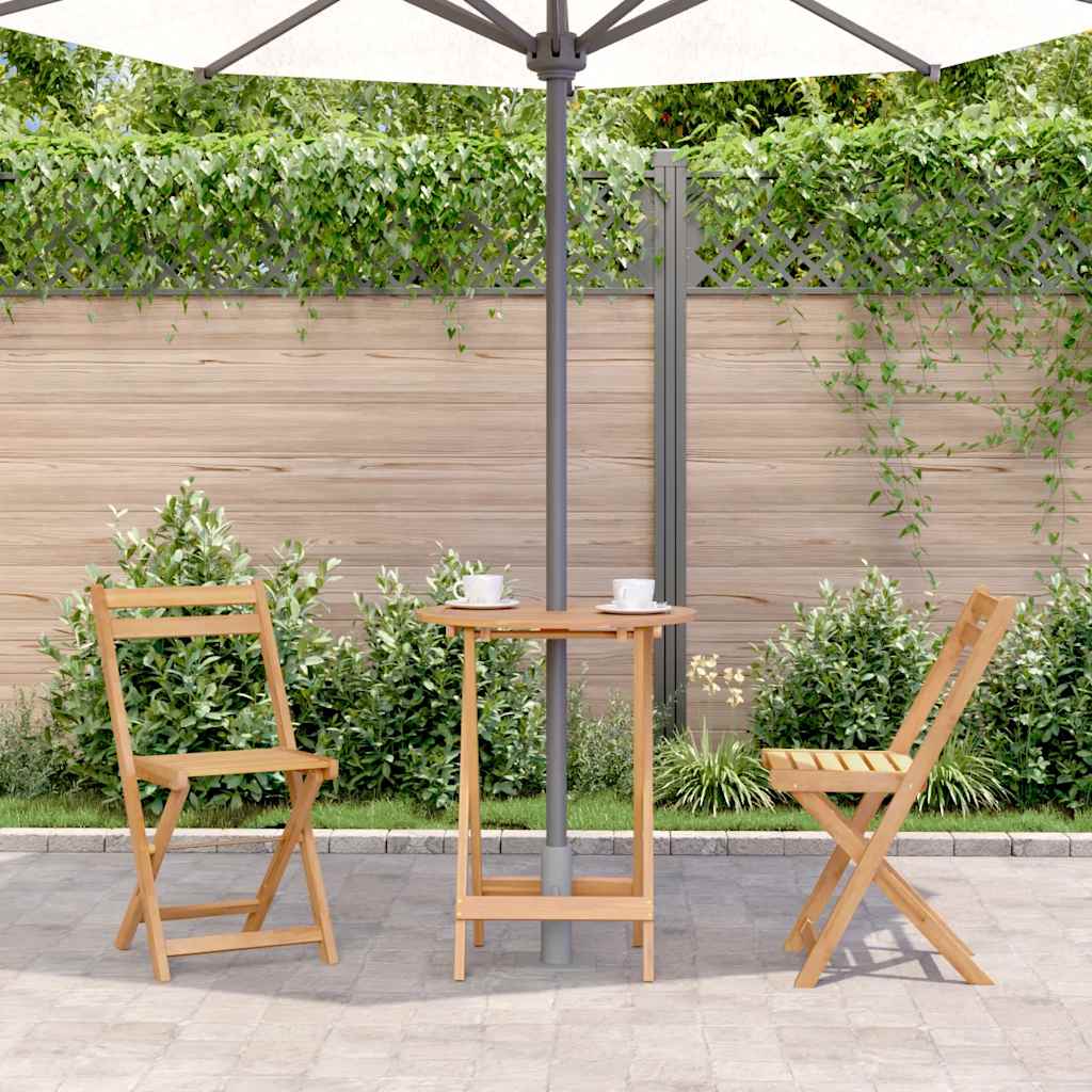 Table à manger de jardin rond en bois Marron - 3
