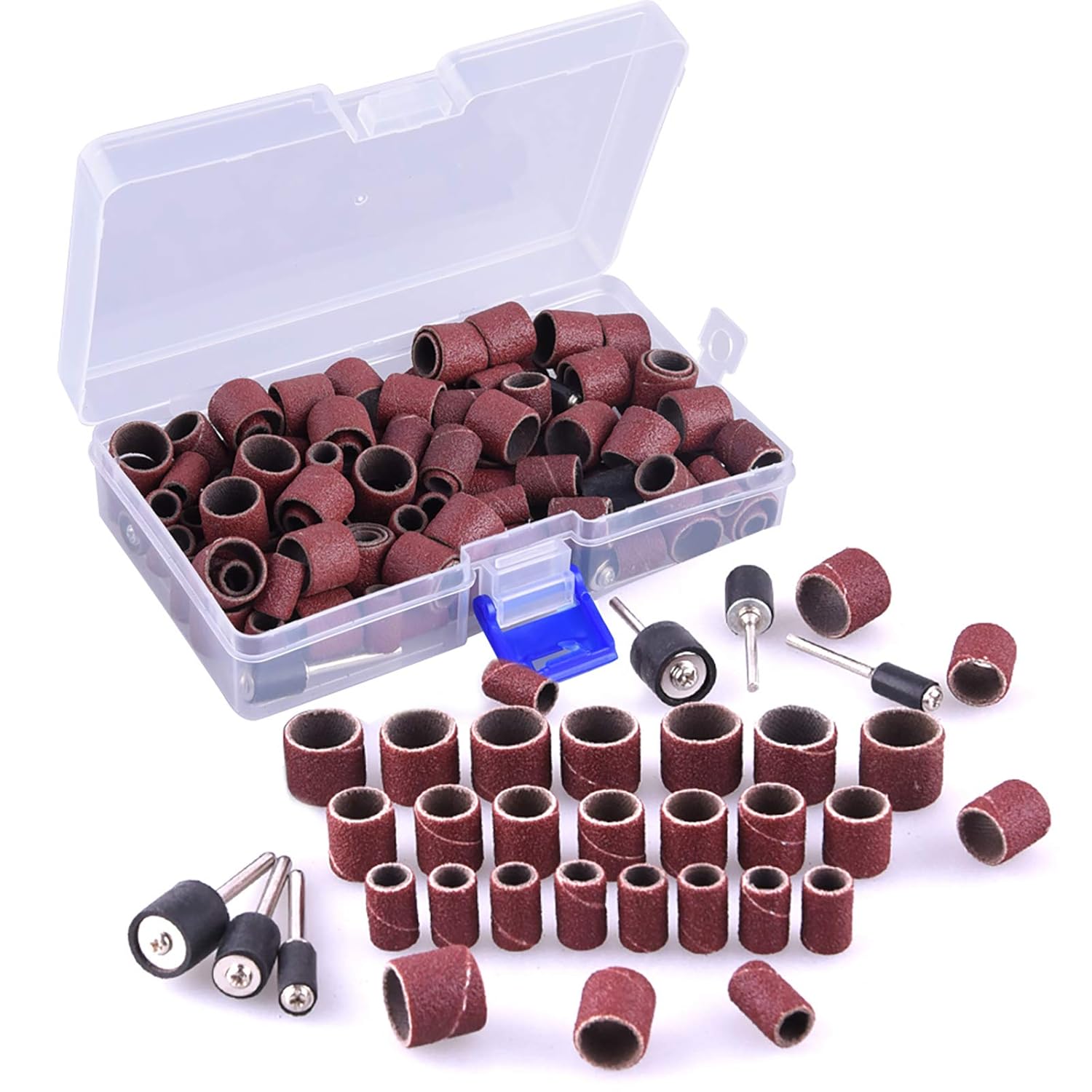 Juego de tambores de lijado de goma de 132 piezas con caja gratuita, incluye 120 bandas de lijado y 12 mandriles para herramientas rotativas. - 2
