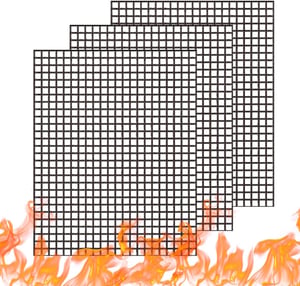Tapvai Set Di 5 Tappetini per Barbecue, 40x33 Cm, Antiaderenti, Riutilizzabili, Per Griglia A Gas Carbone Forno E Griglia Elettrica