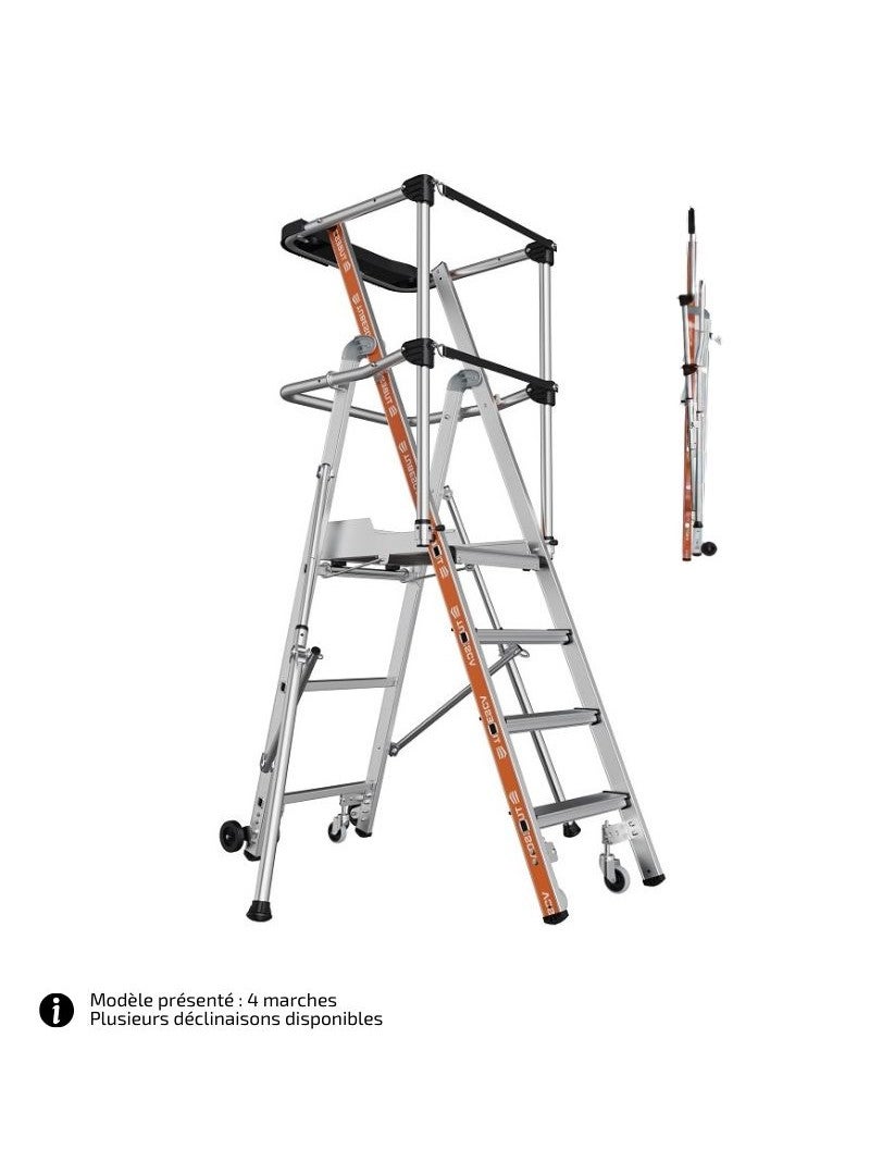 TUBESCA-Comabi - Escabeau Aluminium Roulant Pour Rayonnage Véloce GC Sangles - 3