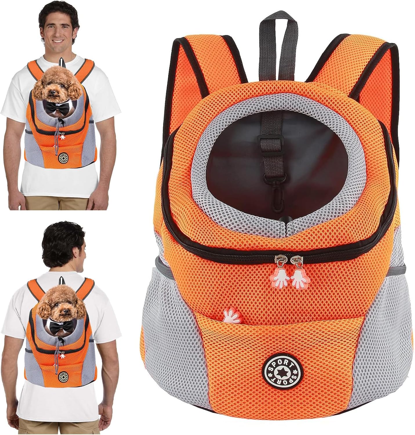 Sac à dos de transport pour chien, sac à dos avant avec poches