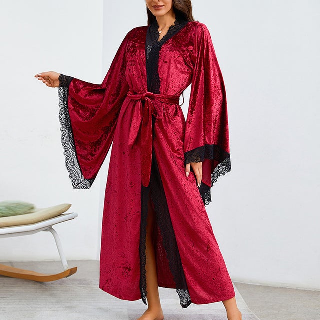 Peignoir de bain kimono en satin et soie pour femme