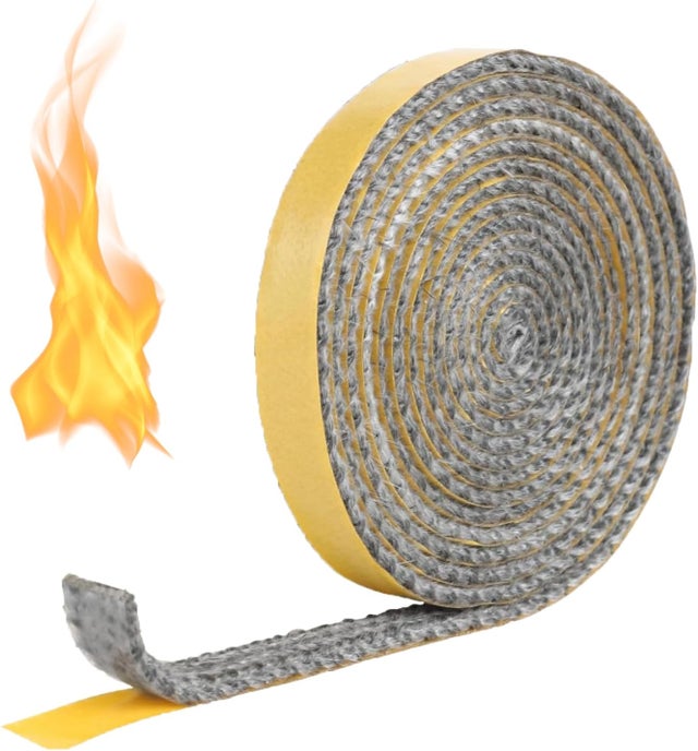 Joint Insert Cheminée, Joints Tressé Auto-adhésive pour Poêle, Cheminée, Tube Poele, Porte de Four, Résistante à la Chaleur (3mm x 15mm x 2m)