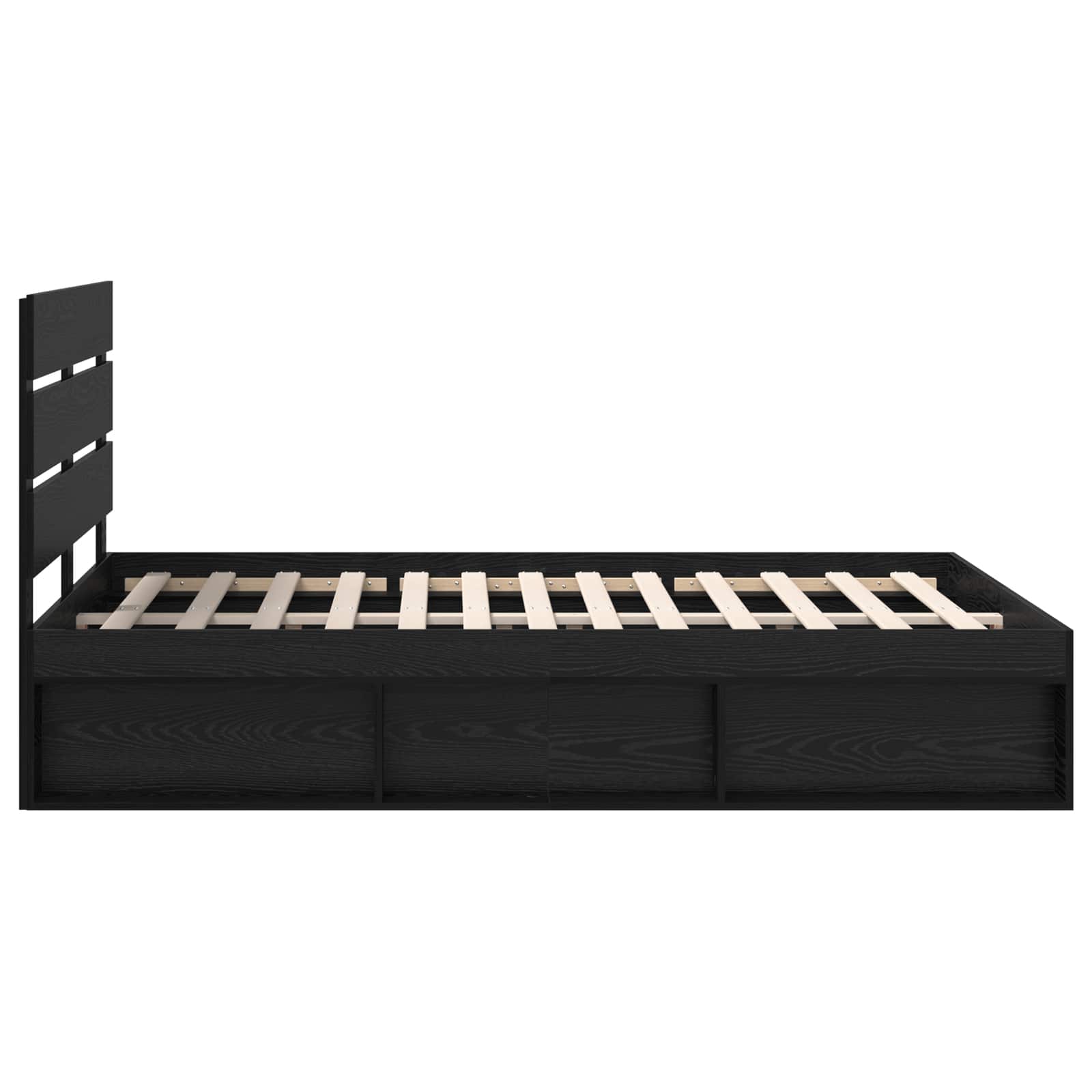 Cadre de lit avec tête de lit, en pin massif, noir, pour la chambre, 140 × 190 cm - 8
