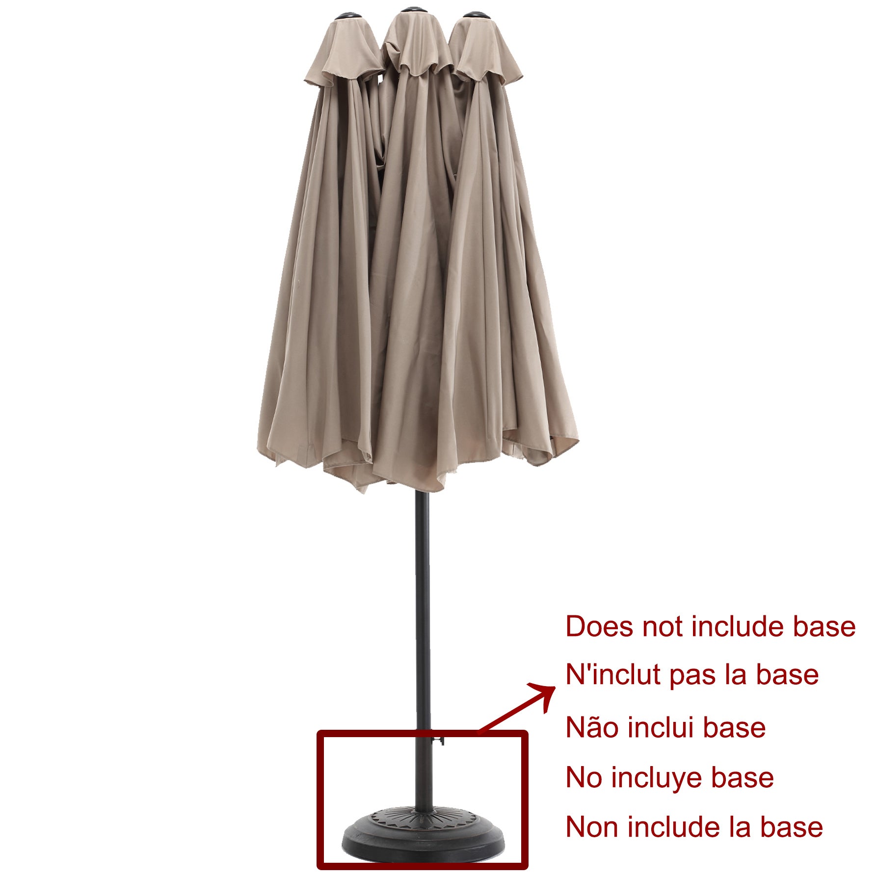 Grand Parasol Avec Manivelle, Parasol D'Extérieur Robuste, Parasol En Acier Sans Base, Auvent, L.450 x L.265cm (Kaki) - 5