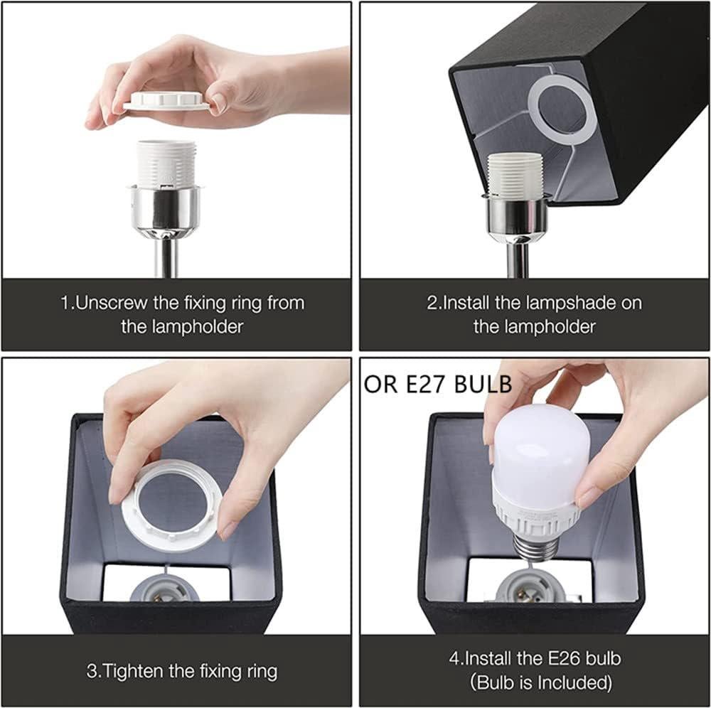 Lampe de Chevet Tactile avec Ports de Charge USBx2, Intensité Variable à 3 Voies, Abat-jour en Tissu Noir Base de art du fer, Lampe de Table - 4