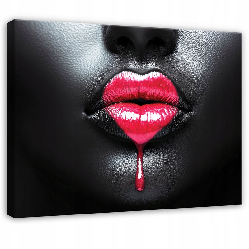 Zdjęcia - Obraz WALLARENA na płótnie ścianę Kobieta Usta Różowe 100x75 cm Dekoracja Ścienna do Sypialni Salonu