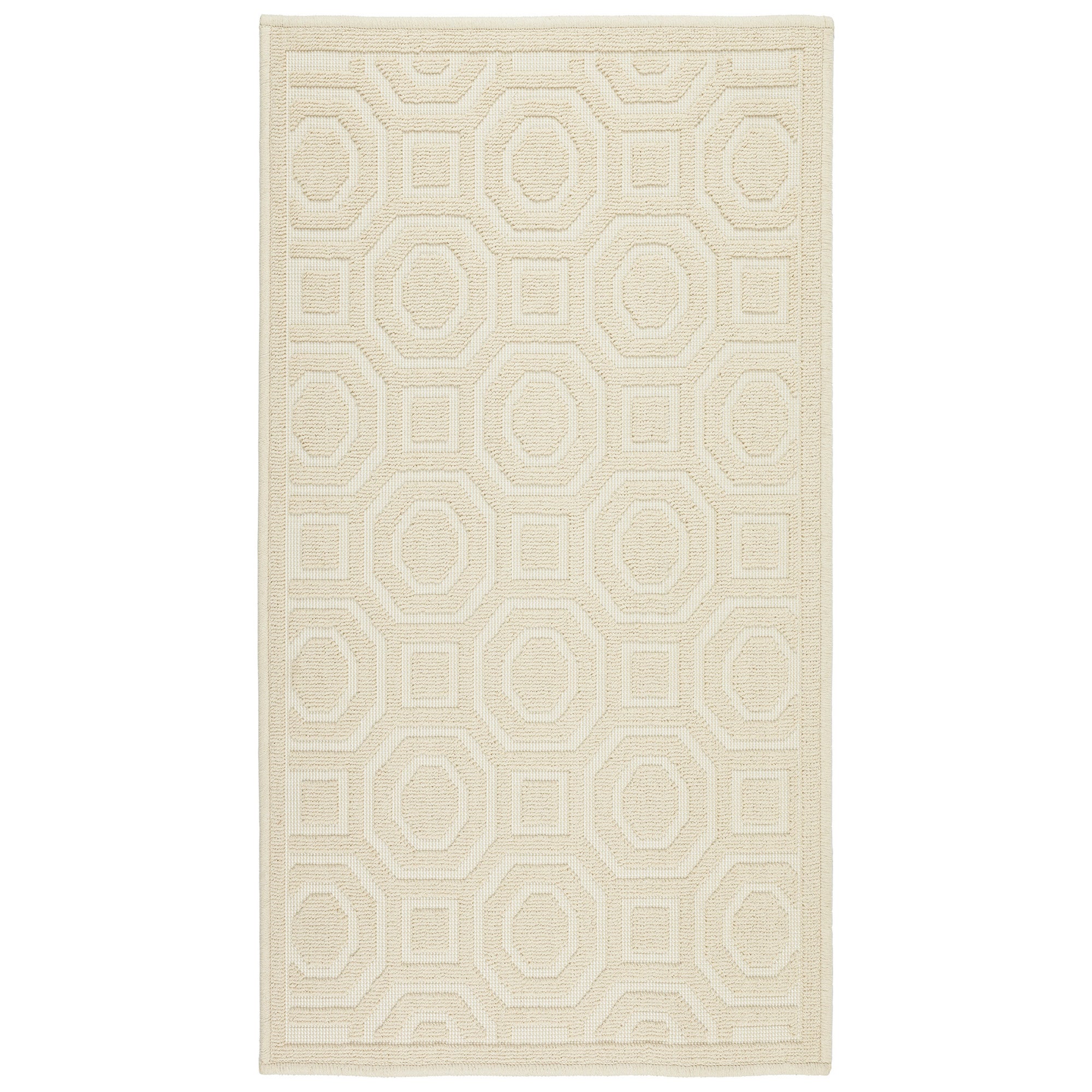 Dywanik łazienkowy Lino 73x135 cm bawełna egipska geometryczny beżowy