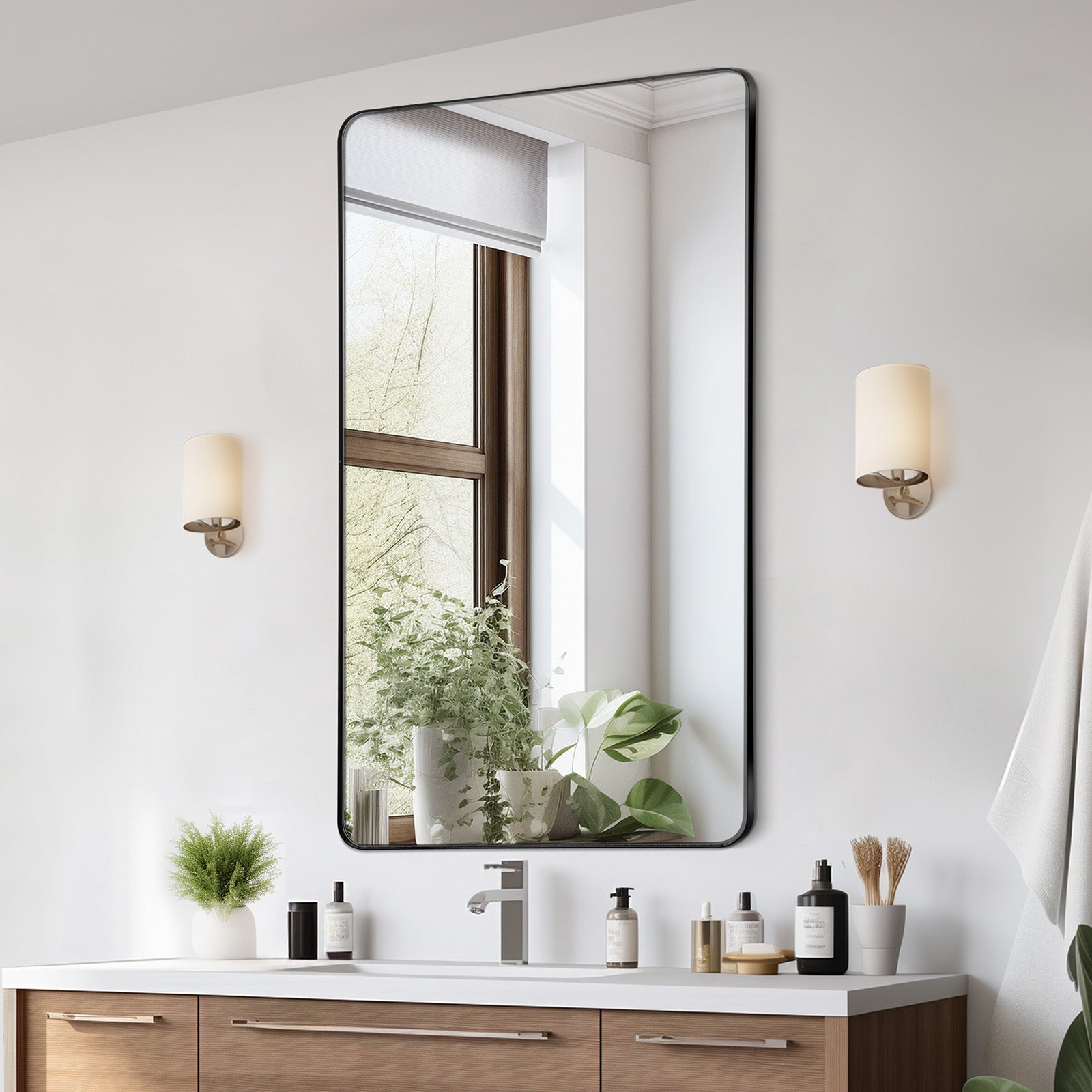 VEVRO Prostokątne lustro ścienne Lustro do makijażu 915x610x25mm Lustro łazienkowe VEVOR