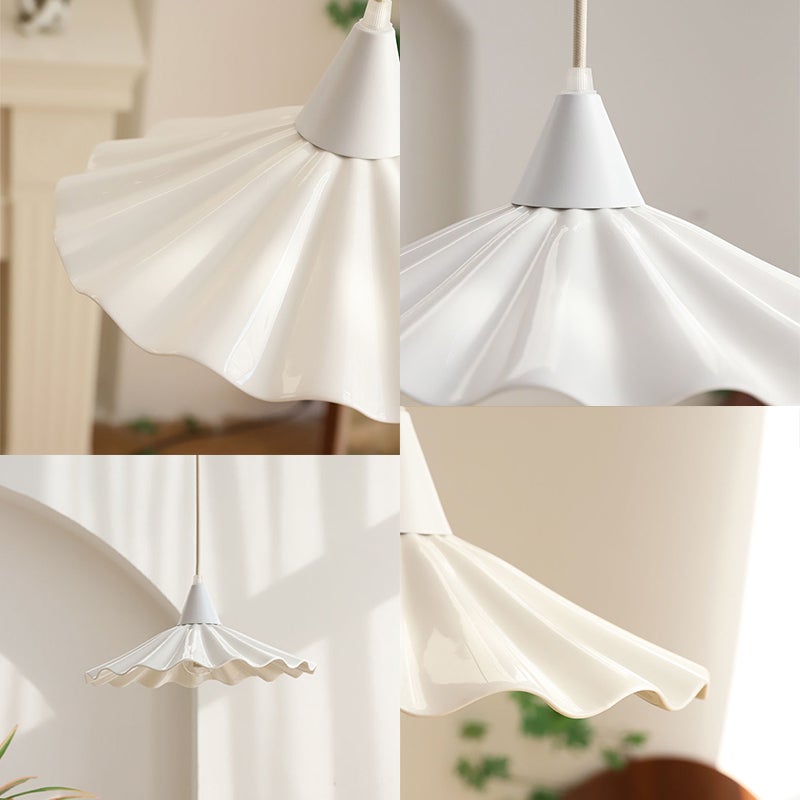 Nowoczesny żyrandol w stylu francuskim z plisowanym liściem lotosu bez żarówki + dwumetrowy przewód do zawieszania, żarówka 220 V E27 - 2