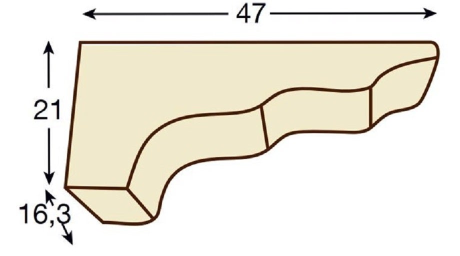 Ménsula Imitación Madera 16,03cm de ancho x 47cm de largo x 21m de alto color Nogal decorativa de poliuretano ME0006-N - 4