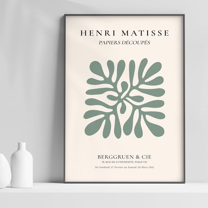 Lot de 6 impressions sur toile vert sauge, style vintage esthétique, décoration murale salon chambre à coucher, sans cadre, 20×25 cm - 6