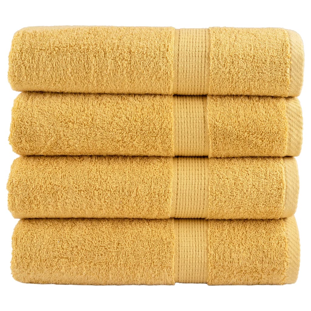 Ręczniki premium, SOLUND, 4 szt., złote, 100x150 cm, 600 g/m² vidaXL
