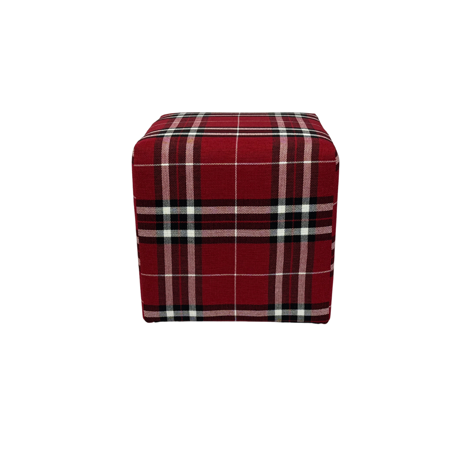 Pufa kwadratowa 40x40 cm LOBOX stylowa plecionka eleganckie siedzisko podnóżek krata dwukolorowa czerwona