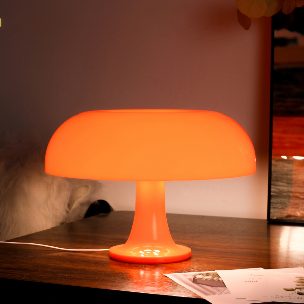 Lampe de table LED, lampe de table champignon orange, lampe de chevet champignon LED, lampe de bureau esthétique, 3 températures de couleur - 5
