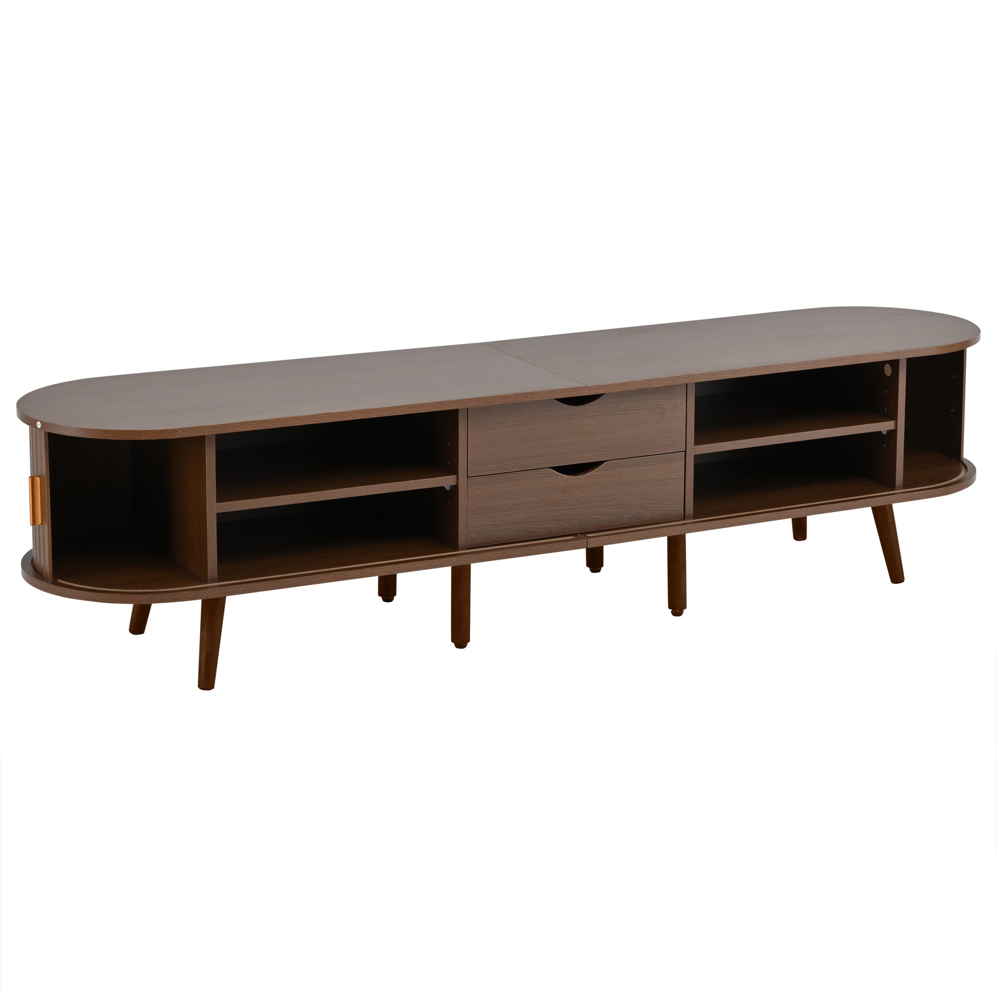 Szafa pod TV 175x40x42 cm - 2 szuflady - 2 przesuwne drzwi - kompatybilna z telewizorem 75 cali - brązowy - 9