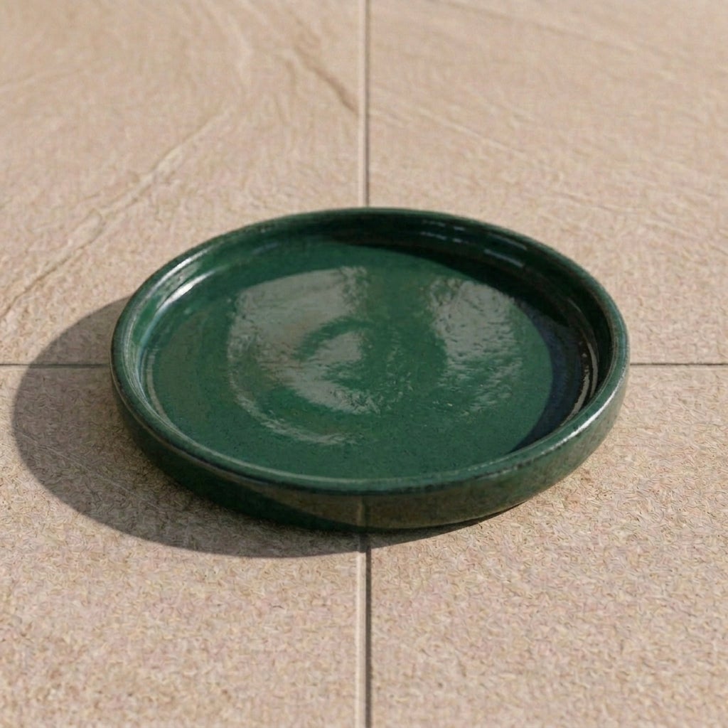 Soucoupe 23cm jade faite à la main en terre cuite émaillée | Leroy Merlin