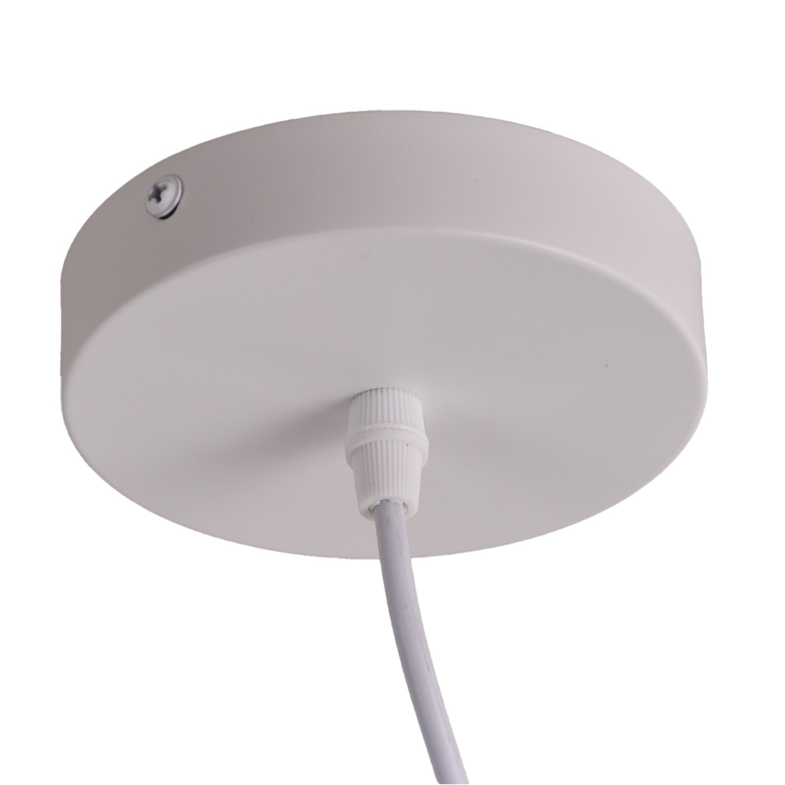 Lámpara Colgante Techo con Pantalla Textil Blanco y Ratan Ø 40 cm 